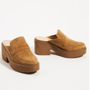 Anthropologie Matisse Kelly Suede Leather Platform Loafers sz 10